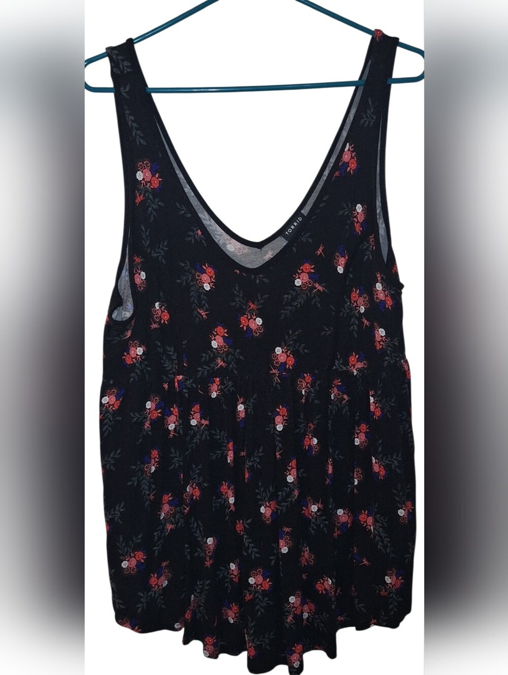 torrid Black Floral V-Neck Tank Top Size 1 - Picture 1 of 8